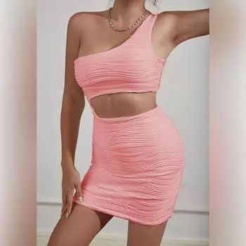 Новое женское сексуальное платье Water Ripple на одно плечо без талии XS белый