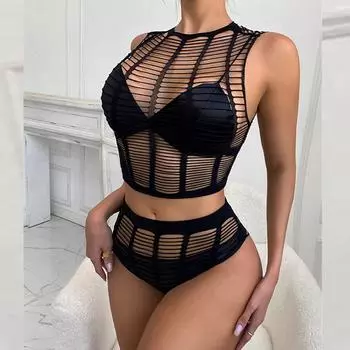 Новое женское сексуальное прозрачное нижнее белье, сетчатый ажурный прозрачный боди, костюм, эротический женский сетчатый боди XXS