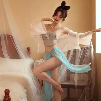 Новое женское сексуальное женское белье Qipao ночная рубашка с бретелью через шею с открытой спиной перспективное раздельное платье Cheongsam китайское эротическое платье Hanfu XXS