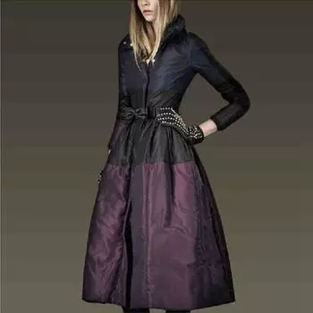 Новое женское зимнее пальто, теплое, толстое, тонкое, длинное, 90% белая куртка на утином пуху, женская куртка-стойка с воротником-стойкой 4XL фиолетовый