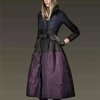 Новое женское зимнее пальто, теплое, толстое, тонкое, длинное, 90% белая куртка на утином пуху, женская куртка-стойка с воротником-стойкой S фиолетовый