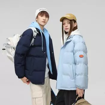 Новое зимнее хлопковое пальто для мужчин и женщин, утолщенное парное хлопковое пальто из двух частей, теплое пальто с капюшоном, мужская куртка M