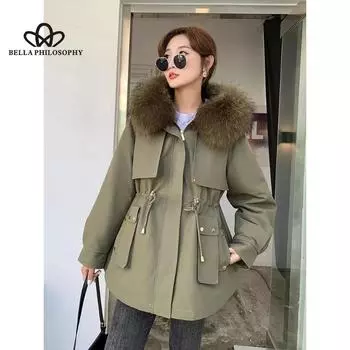 Новое зимнее модное повседневное теплое однотонное пальто, одежда, пальто средней длины с мехом кролика рекс, съемная подкладка с воротником из лисьего меха M чёрный