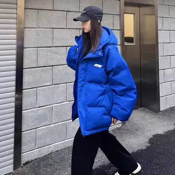 Новое зимнее модное свободное пальто для женщин, утолщенная одежда для хлеба с хлопковой курткой S синий