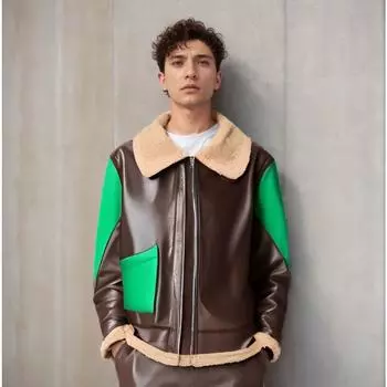 Новое зимнее мужское меховое интегрированное утолщенное пальто в цвет кожи S темно-коричневого