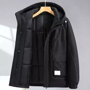 Новое зимнее мужское пальто с хлопковой подкладкой, утолщенное пальто больших размеров для мужчин, модная мужская одежда больших размеров, зимнее модное пальто с хлопковой подкладкой 4XL чёрный