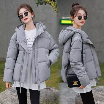 Новое зимнее однотонное пуховое платье с капюшоном, женское повседневное пальто, пальто ярких цветов M чёрный