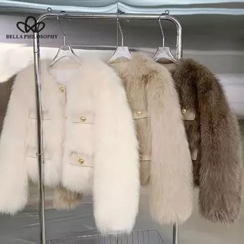 Новое зимнее пальто из искусственного меха лисы, женское пальто, толстое пальто, женское пальто высокого качества в повседневном стиле, зимнее пальто S