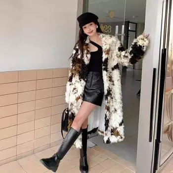 Новое зимнее пальто из искусственного овечьего меха в стиле Майяра, женское длинное модное плюшевое пальто average size