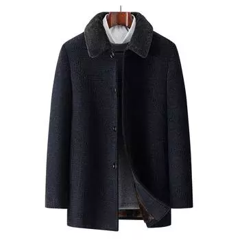 Новое зимнее пальто из синели, мужское, с подогревом, с воротником-лацканом средней и длинной длины, утолщенное шерстяное пальто из норки 175 кофейный