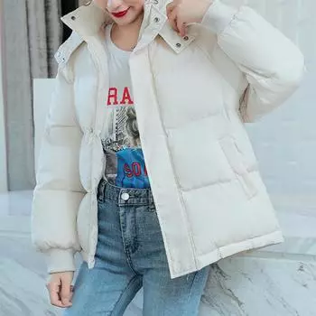 Новое зимнее пальто, женское пуховое пальто с капюшоном, повседневные толстые теплые парки на молнии, пуховая хлопковая стеганая куртка, верхняя одежда женская S белый