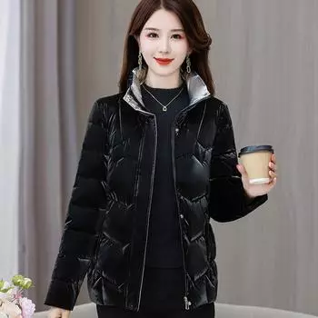 Новое зимнее поступление, блестящая пуховая хлопковая куртка для женщин, толстое модное пальто XL зелёный