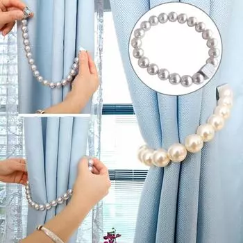 Новое зимнее стильное кольцо из искусственного АБС-пластика с жемчугом и магнитной пряжкой, веревка для штор, домашний декор серебряный серый