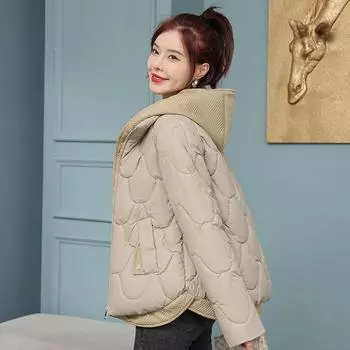 Новое зимнее теплое и утолщенное пальто с капюшоном, короткое пуховое пальто, женское пальто M красный