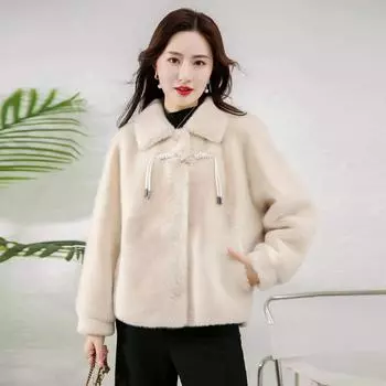 Новое зимнее теплое шерстяное пальто среднего возраста, свободное материнское пальто из благородного и модного флиса из искусственной норки M