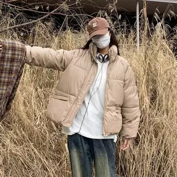 Новое зимнее утолщенное кожаное пальто со стоячим воротником M