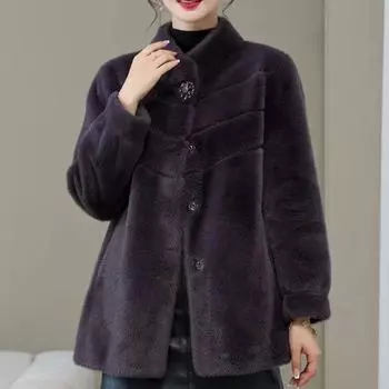 Новое зимнее высококачественное платье средней длины из искусственной норки, женское платье из иностранного меха, цельное меховое норковое пальто 5XL