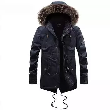 Новое зимнее зеленое хлопковое пальто для мужчин, приталенное пальто средней длины из стираного хлопка, утолщенное пальто, хлопковая куртка, модная рабочая одежда L