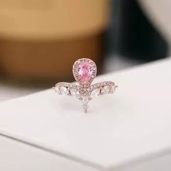 Новое знаменитое женское имитация розового бриллианта желтого бриллианта цвет капли воды груша кольцо ювелирные изделия ретро популярный микро-инкрустированный цирконий