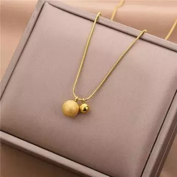 Новое золотое круглое колье из нержавеющей стали с матовым шаром, ювелирные изделия, кулон в виде змеиной цепи, ожерелья для женщин золотой