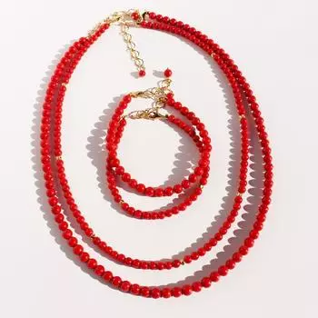 Новогоднее красное ожерелье с бусинами, женский браслет из глубоких морских красных горных кораллов ручной работы с круглыми бусинами на ключицу 51