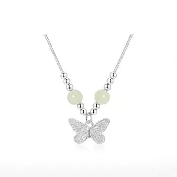 Новогоднее новое китайское имитация нефрита Хотан в виде бабочки для женщин в китайском стиле, легкая роскошная цепочка на ключицу