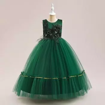 Новогоднее платье, рождественское свадебное платье для девочек, платье-пачка принцессы для малышей, платье для младенцев, платье для крещения на день рождения, 5 лет, одежда для новорожденных 8Y зелёный