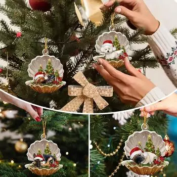 Новогоднее рождественское украшение елки Спящая собака в рождественской сцене De Liquidations Рождественское украшение L2U7 C-1pcs