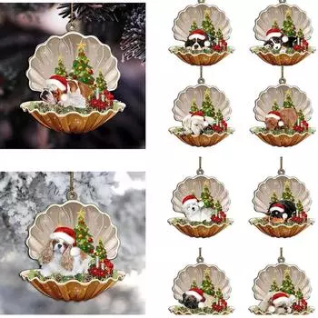 Новогоднее рождественское украшение на елку Спящая собака в рождественской арке Сцена Жемчужина в рождественском стиле Навидад J0D9 C-1pcs