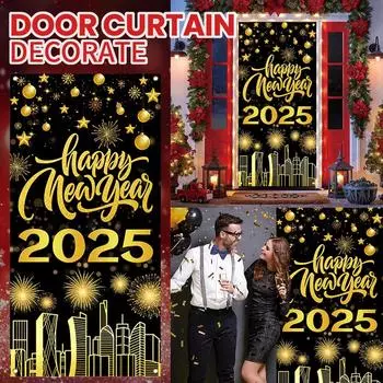 Новогоднее украшение для дверных занавесок, украшения для праздничных вечеринок, баннеры для весенних фестивалей, дверные накладки, подвесные флаги One Size золотистый