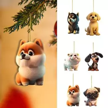 Новогоднее украшение для собак: Забавное акриловое украшение с принтом Flound, персонализированное украшение для дома и улицы, креативное рождественское украшение для любителей собак One Size