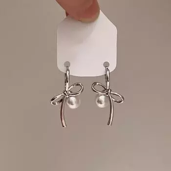 Новогодние асимметричные серьги с жемчугом и бантом для женщин, минималистичные модные украшения, женский подарок на день Святого Валентина, вечерние, свадебные золотой