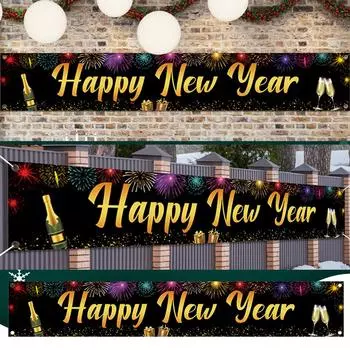 Новогодние баннеры, праздничные вечеринки, красочные фейерверки, баннеры для внутренних двориков One Size чёрный