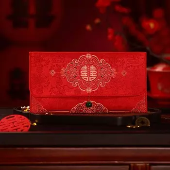 Новогодние благословения, парчовые красные конверты, парчовая ткань, вышивка, 2025, денежный карман, весенний фестиваль, принадлежности HongBao other