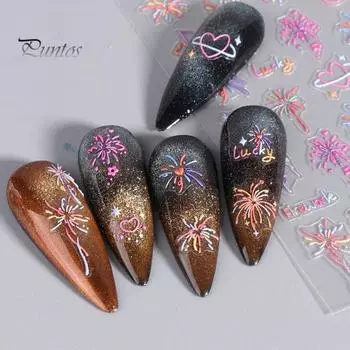 Новогодние наклейки для ногтей романтические ПВХ легко наносятся долговечные экологически чистые наклейки для дизайна ногтей женские аксессуары B