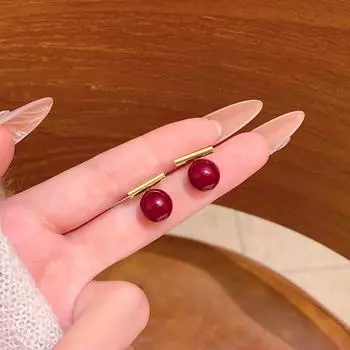 Новогодние серьги Ankola Red Bead: Модно, универсально и просто для женщин A2161 красный