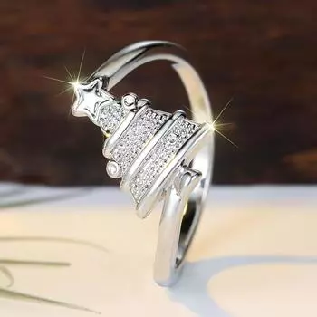 Новогодние серебряные кольца на елку для женщин, индивидуальный модный фестиваль, ювелирный подарок 6 серебряный