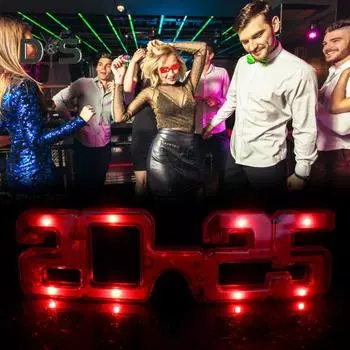 Новогодние светодиодные светящиеся очки 2025 года с цифрами, 3 режима освещения, реквизит для фотосессии на день рождения для косплея зелёный