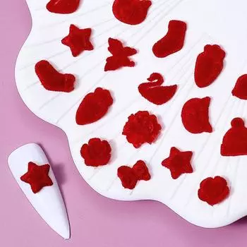 Новогодние украшения для нейл-арта из смолы, бархатные медвежонки, трехмерные цветочные украшения, набор смешанных материалов для нейл-арта своими руками