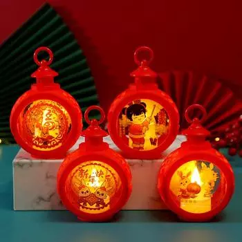 Новогодние украшения Красный фонарь Китайский Новый год Праздник весны Свадебные украшения Мультяшный кролик Юаньсяо Фу Персонаж Маленький подарок Happy Year of the Rabbit