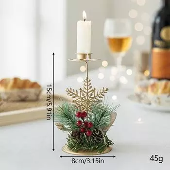 Новогодние украшения стола Рождественский золотой подсвечник Рождественская снежинка Звезда Железный подсвечник