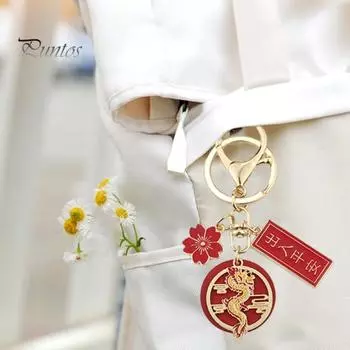 Новогодний брелок с подвеской в виде цветка и дракона. С наилучшими пожеланиями. Полированный зажим в форме омара. Легкая сумка через плечо. Украшение школьной сумки. Подвеска-брелок. I