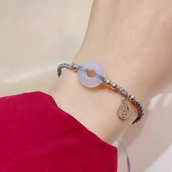 Новогодний бренд Fu, минималистичный стиль, безопасная пряжка Jade Marrow, старинный стиль, плетеный браслет из веревки, женский регулируемый браслет из бисера Adjustable size