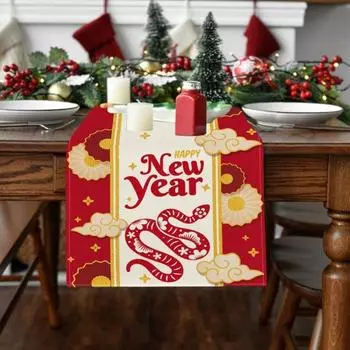 Новогодний флаг на стол с рисунком змеи, украшение для праздника весны, украшение для вечеринки, дорожка на стол, защищающая стол от жары, царапин, пятен, скатерть S C