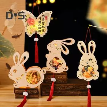 Новогодний фонарь светодиодный светящийся кролик фонарь DIY бумажное ремесло фестиваль ночник китайская культура украшения A