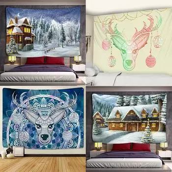 Новогодний гобелен на стене, рождественский подарок, богемный простой фон для комнаты в общежитии, ткань для дома 100x75cm