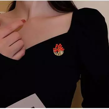 Новогодний красный агат, полная небесная звезда, циркон, булавка на груди, женский стиль, универсальный костюм, пряжка для пальто