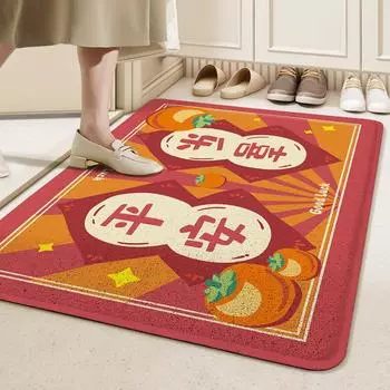 Новогодний красный праздничный доступ к безопасному шелковому коврику для пола, грязный противоскользящий коврик из ПВХ для дома 45*75cm