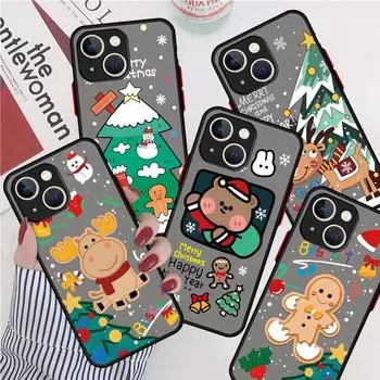 Новогодний матовый чехол для Apple iPhone 14 11 13 7 12 Pro 7 XR XS Max 8 6s SE 2022 мягкий чехол для телефона iPhone 14