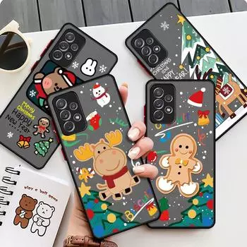 Новогодний матовый чехол для Samsung Galaxy A52 A12 A51 A32 A21s A71 A32 5G A12 A22 A53 A70 A50 A30 Жесткий чехол для телефона Samsung A73 5G
